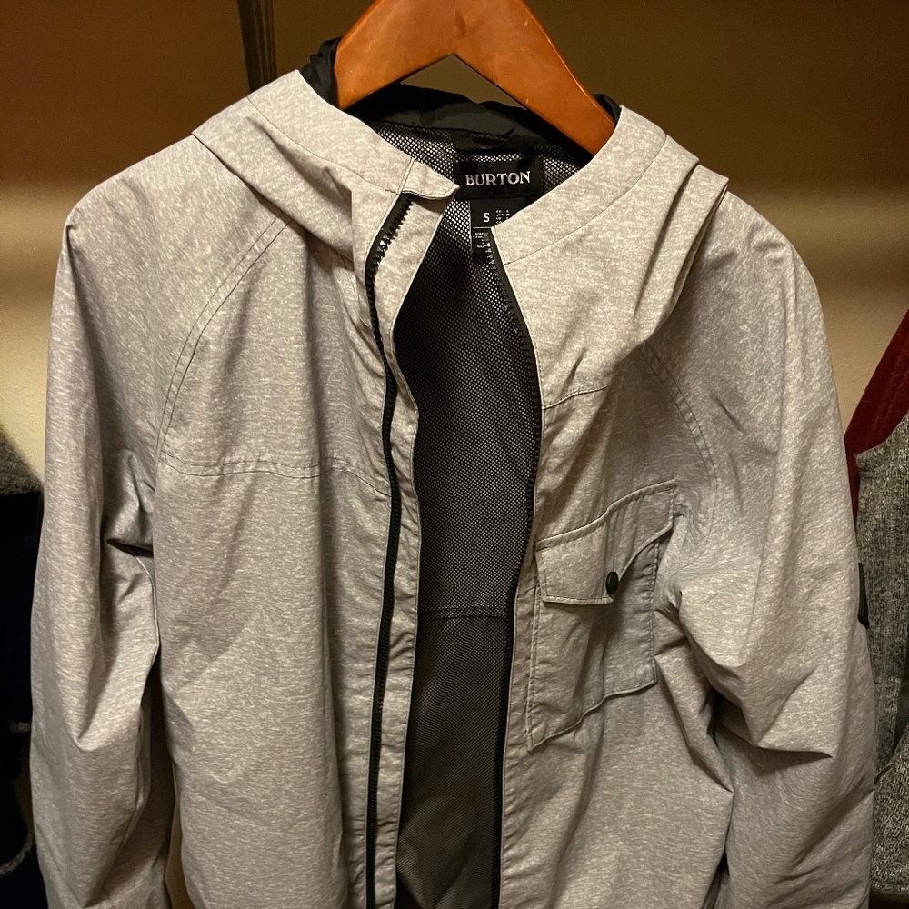 Burton snowboard shell jacket, men's small.